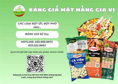 BẢNG GIÁ SỈ MẶT HÀNG GIA VỊ MỚI NHẤT 2026