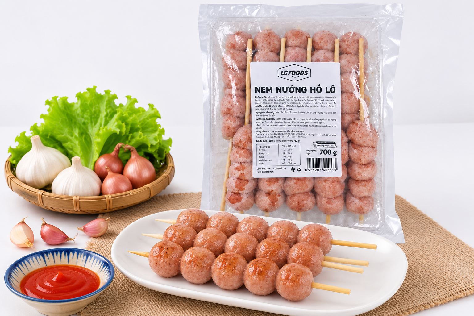 Nem nướng hồ lô LC Foods - giải pháp tiện lợi cho quán bún thịt nướng, bánh mì nem nướng